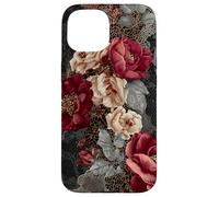 Dark Academia Gothic Burgundy Rose Floral Aesthetic Carcasa para iPhone 15