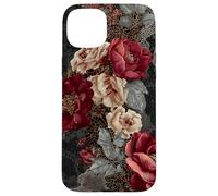 Dark Academia Gothic Burgundy Rose Floral Aesthetic Carcasa para iPhone 15 Plus