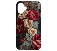 Dark Academia Gothic Burgundy Rose Floral Aesthetic Carcasa para iPhone 16 Plus
