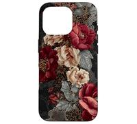 Dark Academia Gothic Burgundy Rose Floral Aesthetic Carcasa para iPhone 16 Pro