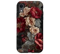 Dark Academia Gothic Burgundy Rose Floral Aesthetic Carcasa para iPhone XR