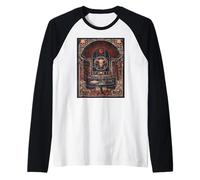 Dark Academia Gótico Luna Roja Arte Biblioteca Oculta Camiseta Manga Raglan