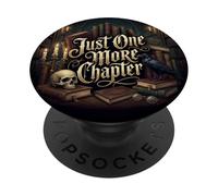 Dark Academia Just One More Chapter Gothic Skull Raven Book PopSockets PopGrip Adhesivo