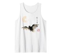 Dark Bat Japanese Ink Wash Traditional Asian Art Camiseta sin Mangas