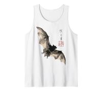 Dark Bat Japanese Ink Wash Traditional Asian Art Camiseta sin Mangas