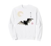 Dark Bat Japanese Ink Wash Traditional Asian Art Sudadera
