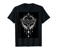 Dark Bird Floral Frame Celestial Raven Night Camiseta