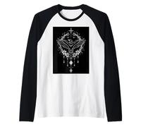 Dark Bird Floral Frame Celestial Raven Night Camiseta Manga Raglan