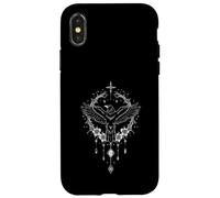 Dark Bird Floral Frame Celestial Raven Night Carcasa para iPhone X/XS
