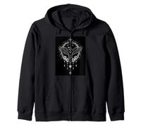 Dark Bird Floral Frame Celestial Raven Night Sudadera con Capucha