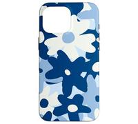 Dark Blue Pastel White Flower Retro Modern Boho Bohemian Carcasa para iPhone 16 Pro MAX