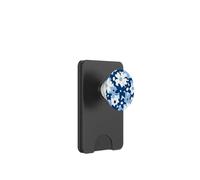 Dark Blue Pastel White Flower Retro Modern Boho Bohemian PopSockets PopWallet para MagSafe