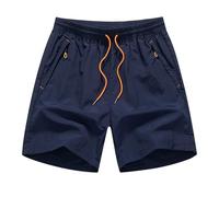 Dark Blue,S,Pantalones de Playa de Secado rápido para Hombre, bañadores de Doble Capa con Bolsillos con Cremallera, Pantalones Cortos hasta la Rodilla para Viajes