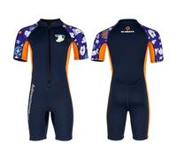 Dark Blue,S,Traje de Neopreno Shorty 2,5 mm para Niños y Niñas, Traje de Una Pieza de Manga Corta con Cremallera Frontal, Traje Térmico con Protección Solar UPF 50+ para Natación