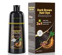 Dark Brown Hair Dye Shampoo Tinte para el cabello marrón oscuro 3 en 1 para hombres y mujeres, color vegetal natural, cobertura y cuidado, resultados de color instantáneos, champú para teñir el