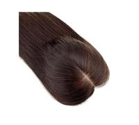 Dark Brown Human Hair Topper Silk Base Top Toupee Breathable Remy Hair Piece with Clips in for Women(18 inch,15x17cm)