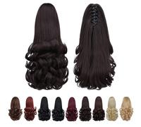 Dark Brown Ponytail Extension,Claw Clip Ponytails 12in Curly 3.8 OZ Fake Hair Extensions Hair pieces SYXLCYGG Wig Girl Synthetic Fluffy& not Tangled