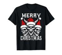 Dark Christmas Santa Skulls Gothic Edgy Navidad Camiseta