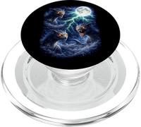 Dark Chupacabras Bajo la Luna Vintage Fantasía Rayo Arte PopSockets PopGrip para MagSafe