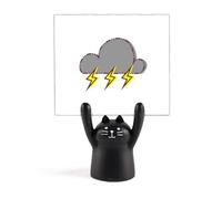 Dark Clouds Thunder Rain Memo Holder Cartoon Black Cat Stand Decoración
