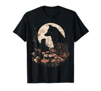 Dark Cottagecore Mushroom Girl and Wolf Mujer Camiseta