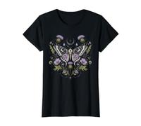 Dark Fairycore Moth Floral Botánico Grunge Mujer Camiseta gráfica económica, Mujer, Negro, S