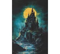 Dark fantasy art moonlit castle blank lined notebook