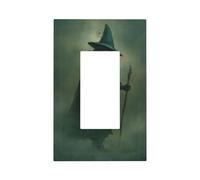 Dark Fantasy Art Old Witch in The Fog Light Switch Wall Plate Faceplate Cover Single Rocker 1 Gang Decorator Outlet Receptáculo Cubiertas para el hogar, cocina, habitación, baño