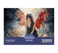 Dark Fantasy Artwork of An Evil Female 1000 Pcs Premium-Karton Puzzle Girl with Red Wings Lebendige Bilder Familienspiel Puzzles Als Geburtstagsgeschenke 52x38cm/1000pcs