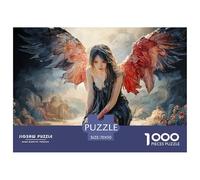 Dark Fantasy Artwork of An Evil Female 1000 Stück Ökopapier Puzzle Girl with Red Wings Stressabbau Familienspiel Puzzles Für Erwachsene Und Kinder 70x50cm/1000pcs