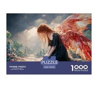 Dark Fantasy Artwork of An Evil Female 1000 Stück Premium-Karton Puzzle Girl with Red Wings Lebendige Bilder Familienspiel Puzzles Als Geburtstagsgeschenke 70x50cm/1000pcs