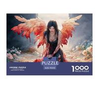 Dark Fantasy Artwork of An Evil Female 1000 Stück Premium-Karton Puzzle Girl with Red Wings Stressabbau Kreatives Spiel Puzzles Für Erwachsene Und Kinder 70x50cm/1000pcs