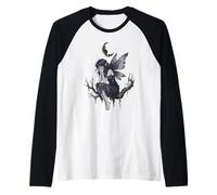 Dark Fantasy Fairy Under a Cracked Moon Camiseta Manga Raglan