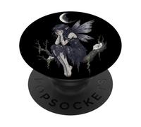 Dark Fantasy Fairy Under a Cracked Moon PopSockets PopGrip Adhesivo