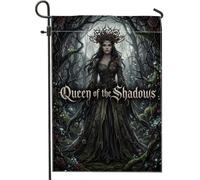 Dark Fantasy Queen Of The Shadows - Bandera de jardín con cita de bosque de | Tema gótico del bosque, bandera de césped, rosas espinosas, arte de fantasía etérea, paisaje de bosque de humor