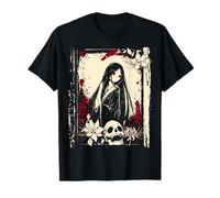 Dark Geisha Anime Gothic Girl Skull Horror Aesthetic Art Camiseta