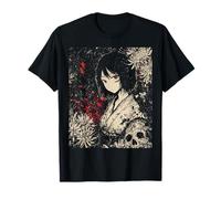Dark Geisha Anime Gothic Japanese Girl Skull Aesthetic Art Camiseta