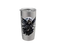 Dark Gothic Angel Wings Moon Fantasy Art Aesthetic Vaso térmico de acero inoxidable de doble pared