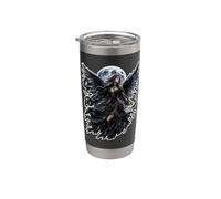 Dark Gothic Angel Wings Moon Fantasy Art Aesthetic Vaso térmico de acero inoxidable de doble pared