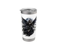 Dark Gothic Angel Wings Moon Fantasy Art Aesthetic Vaso térmico de acero inoxidable de doble pared