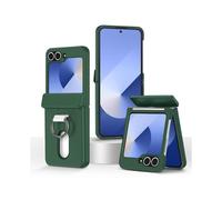 (Dark Green) Folding Central Axis Card Bag Phone Case with Ring