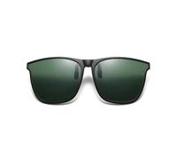 (Dark Green) Men Women Clip On Polarized Sunglasses Photochromic Vintage Glasses Night Driving Goggles Color Changing Lenses