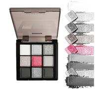Dark Grey Shimmer Eyeshadow, Shimmer Silver Gray Color Eye Shadow Palette, Blendable 9-Color Set, High-Pigmented Glitter Finish, Smooth Long-Lasting Formula, Perfect for Eye Looks