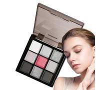 Dark Grey Shimmer Eyeshadow, Silver Gray Color Palette with 9 Blendable Shades, High Pigmented, Long Lasting for Midnight Masquerade And Evening Glams Use