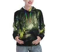 Dark Hedges - Sudadera con capucha para mujer, diseño de Irlanda del Norte, informal, de manga larga, con cordón y bolsillo, Negro -, XXL
