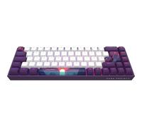 Dark Project 68 Sunrise (DE) [ISO] - Teclado mecánico para juegos, teclas multilingües con cable USB, RGB personalizable, interruptores de zafiro G3MS, estabilizadores engrasados, 65%, morado/blanco