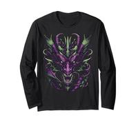 Dark Purple Dragon Head Demon Fantasy Gothic Hombres Mujeres Niños Manga Larga
