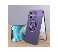 (Dark Purple, Multicolor) For iPhone 12 Magnetic Case Acrylic+Tempered Glass Safety Buckle Phone Cover Full Body Protection -