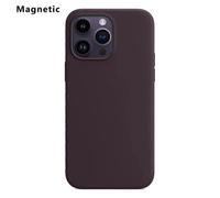 (Dark Purple, Multicolor) For iPhone 14 Pro Max Compatible with MagSafe Liquid Silicone Phone Back Cover (No Logo) - Light Yel