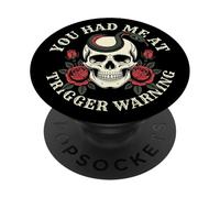 Dark Romance Bookish Trigger Warning Gothic Skull Romantasy PopSockets PopGrip Adhesivo